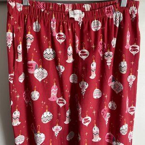 BedHead Flannel NWOT Holiday Bell Ornaments Print Pajama Lounge Pants Size M Red